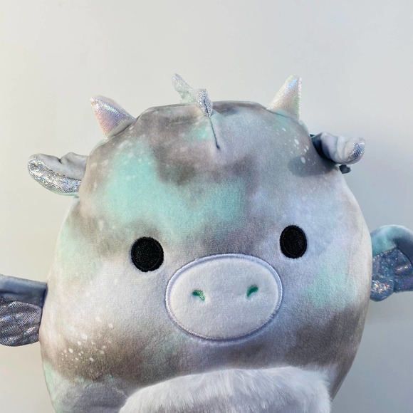 Squishmallow Will Dragon 12" Plush Green Furry Belly Cloudy Sky Camo Animal Soft - Picture 12 of 13